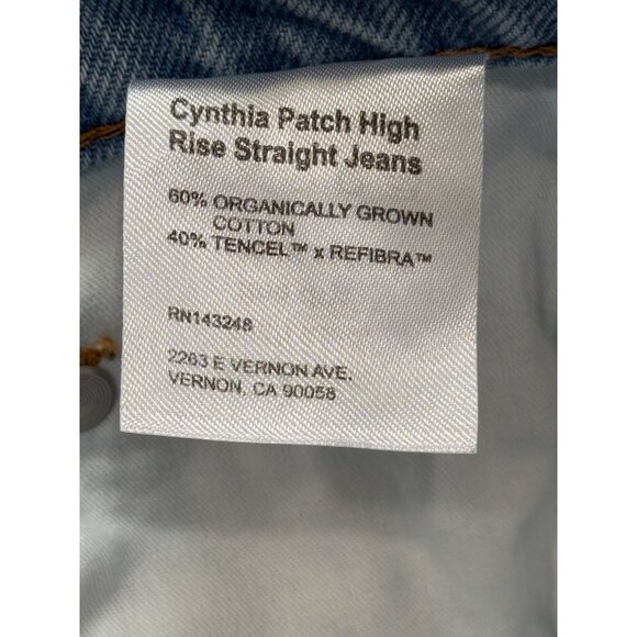 Reformation Cynthia Patch High-Rise Jeans Straight Leg Organic Cotton Size 29 - Picture 7 of 8